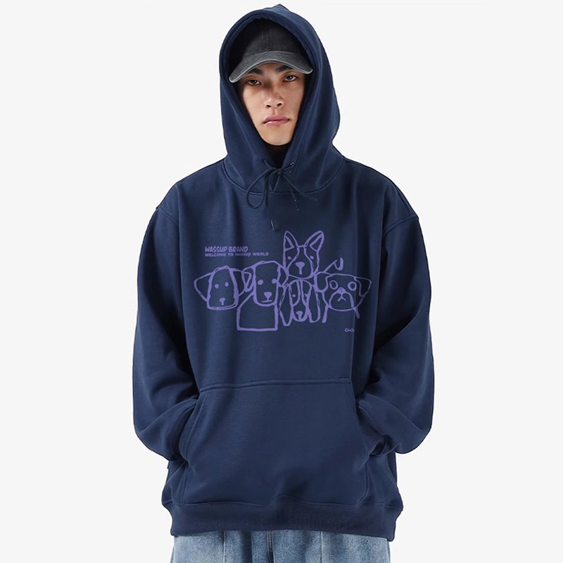 WASSUP狗狗美式重磅加绒卫衣男潮
