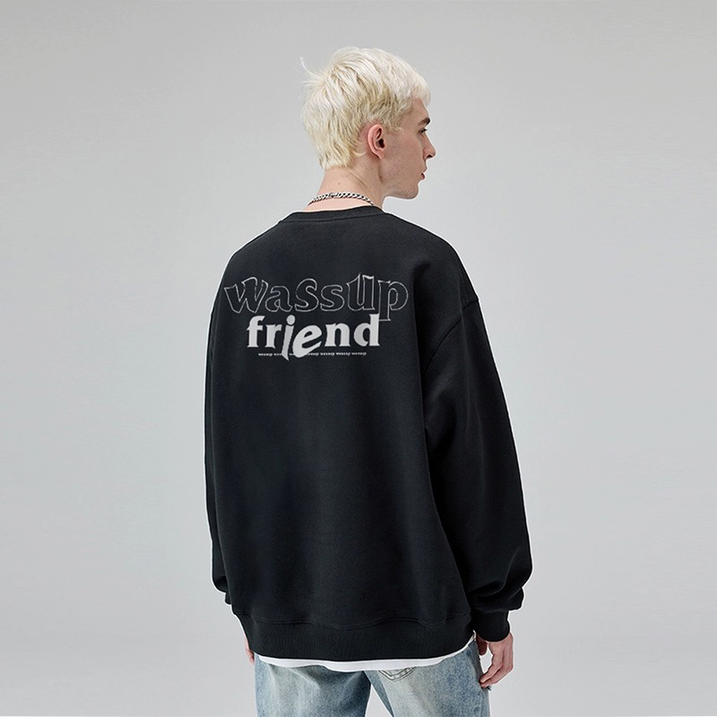 WASSUPHEODS休闲圆领卫衣上衣