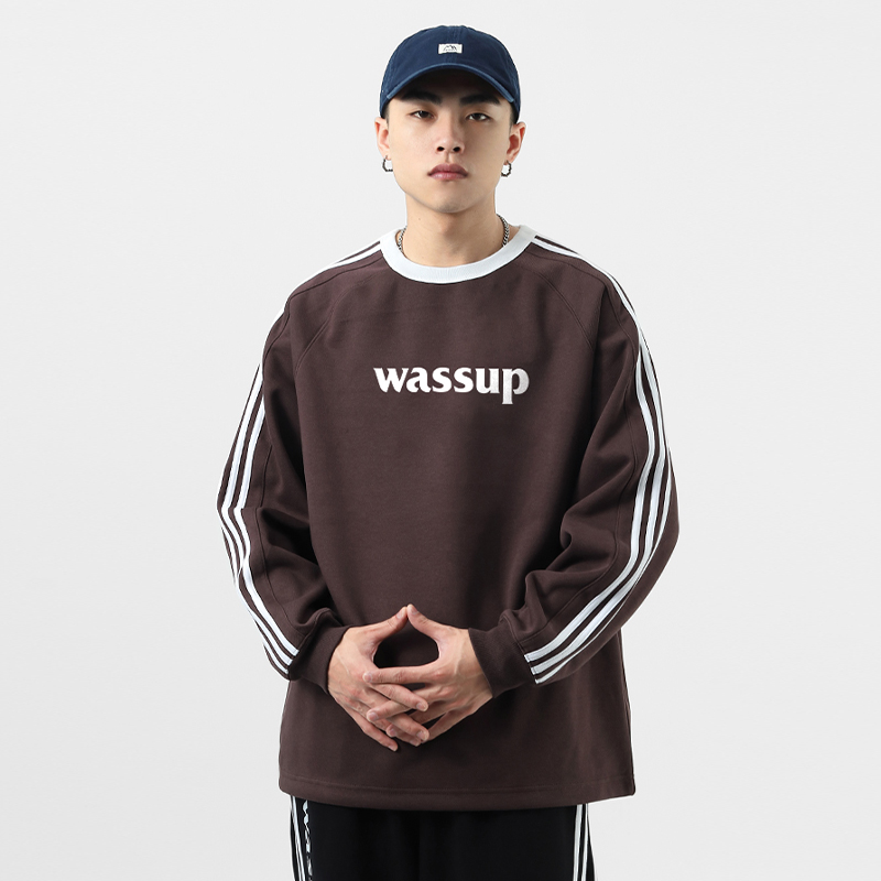 宽松字母长袖卫衣WASSUPHEODS