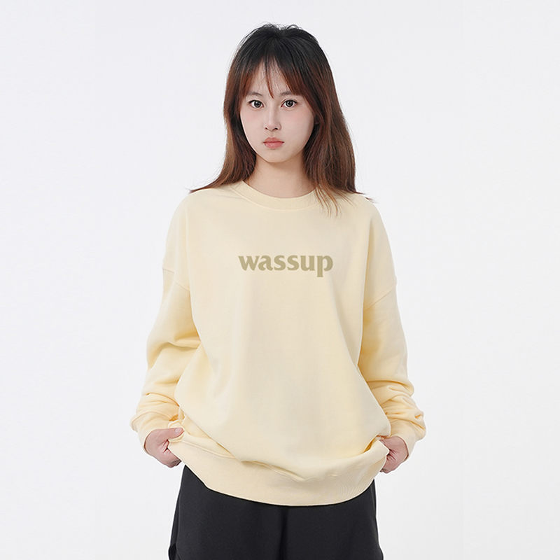 WASSUP潮牌重磅基础字母圆领卫衣