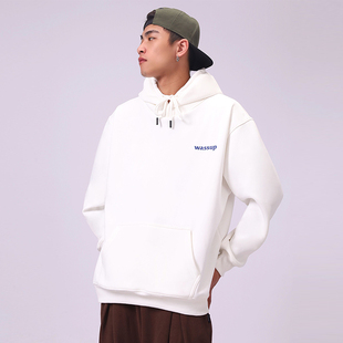 外套男女生 国潮街头休闲宽松帽衫 WASSUP HEODS连帽卫衣加绒秋冬季