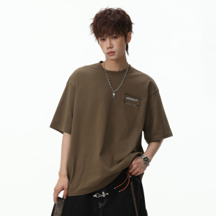 WASSUP美式潮牌重磅字母短袖T恤男夏季新款纯棉宽松休闲痞帅上衣