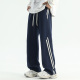 直筒休闲长裤 WASSUP美式 子 薄款 复古宽松垂感男士 条纹运动裤 男夏季