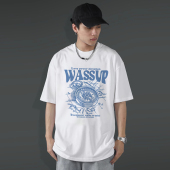 HEODS美式 休闲情侣t恤夏季 新品 宽松百搭纯棉重磅男女短袖 WASSUP