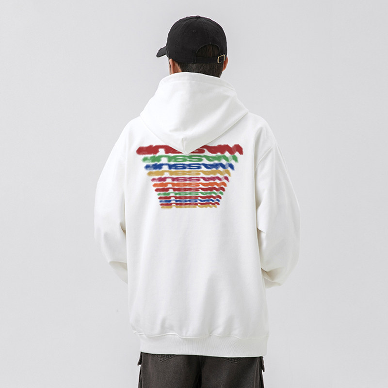 WASSUP潮牌美式三色英文卫衣男连帽秋冬宽松休闲潮流百搭上衣外套