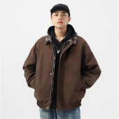 WASSUP美式 潮牌巴恩风情侣百搭外套 复古格纹拼接翻领夹克男秋冬季