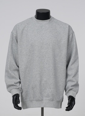 WASSUP潮牌基础款灰色重磅圆领卫衣男女同款秋冬季加绒套头上衣服