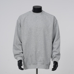 WASSUP潮牌基础款灰色重磅圆领卫衣男女同款秋冬季加绒套头上衣服