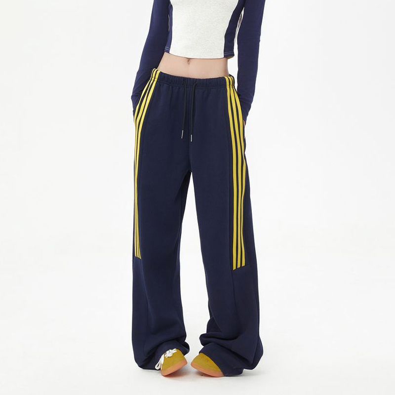 WASSUP美式三条杆休闲阔腿裤男女