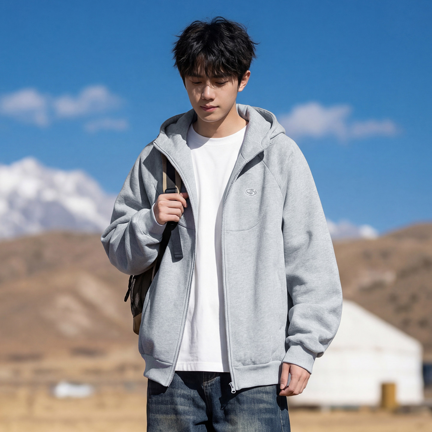 WASSUP潮牌卫衣外套男新款2026秋冬季开衫连帽重磅青少年帽衫上衣