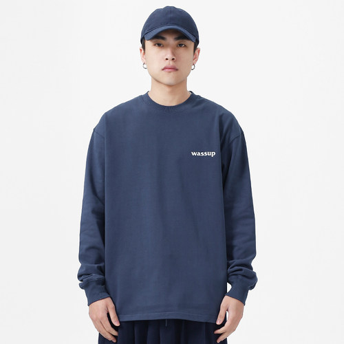 WASSUP国潮字母长袖T恤情侣