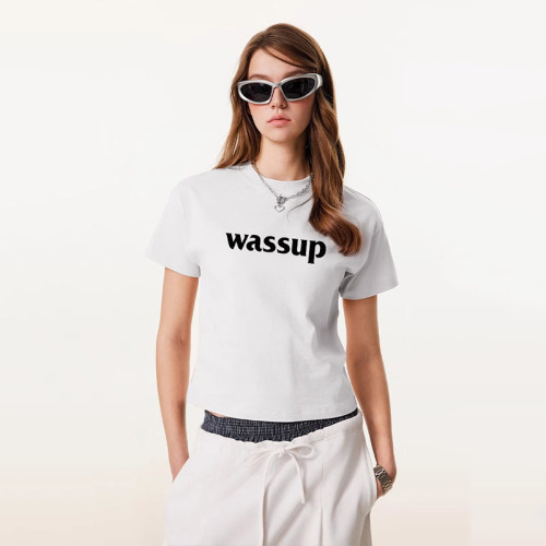 WASSUP短款辣妹潮牌短袖T恤女夏