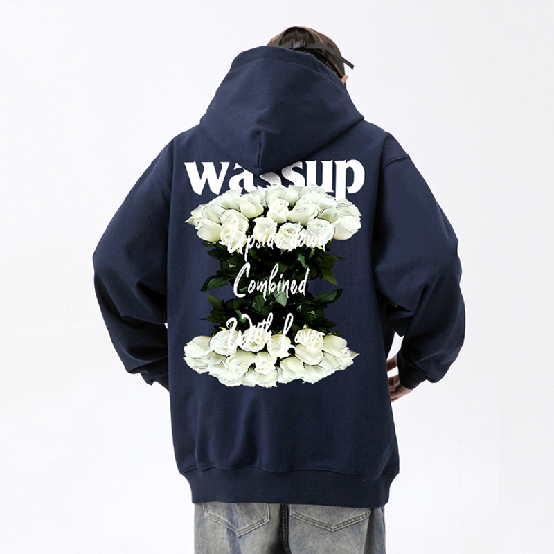 WASSUP玫瑰花语重磅连帽卫衣