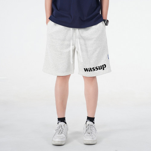 WASSUP美式简约字母运动休闲短裤