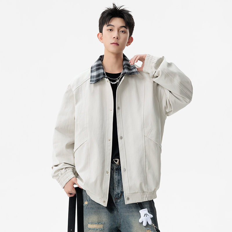 WASSUP美式复古格子工装夹克外套