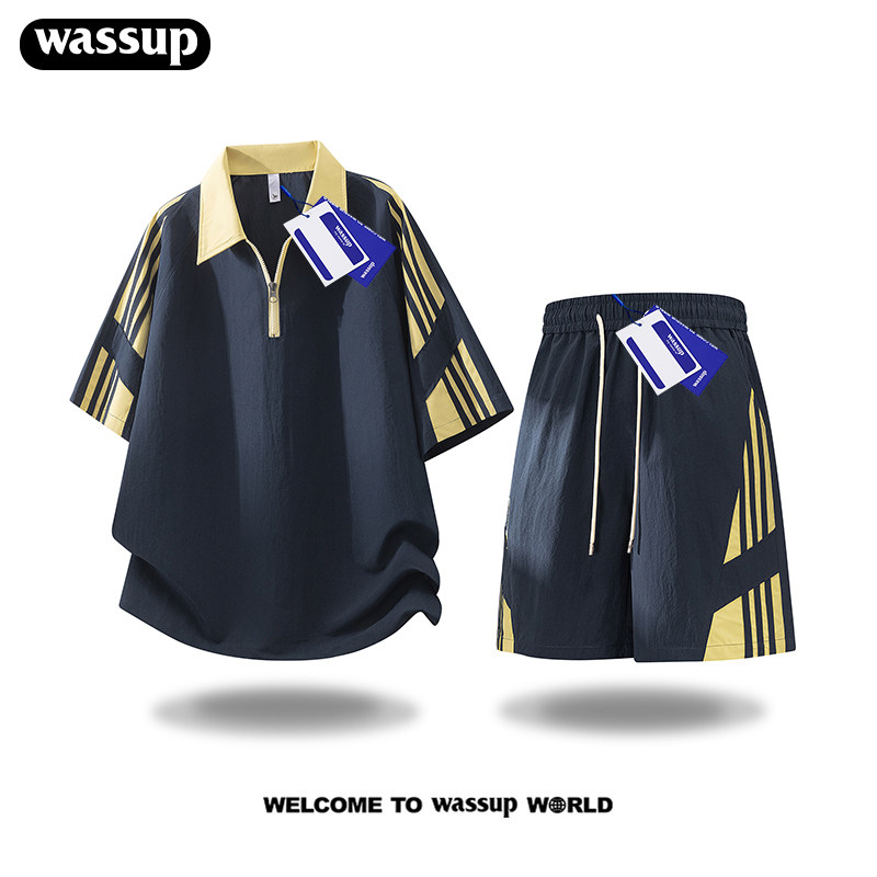 WASSUP冰丝速干休闲运动套装男夏