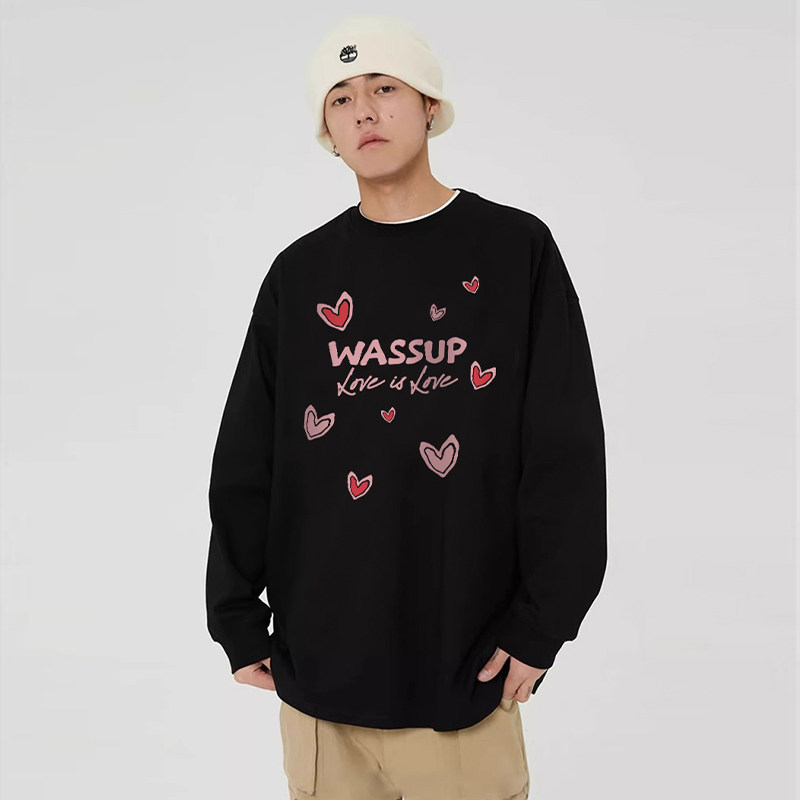 WASSUP HEODS美式潮牌打底衫长袖T恤男女春秋宽松纯棉重磅上衣服