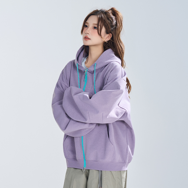 WASSUP纯色简约连帽开衫外套男女