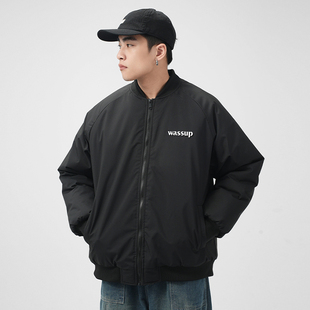 WASSUP HEODS秋冬季飞行夹克保暖加厚男外套字母潮牌情侣棉服上衣