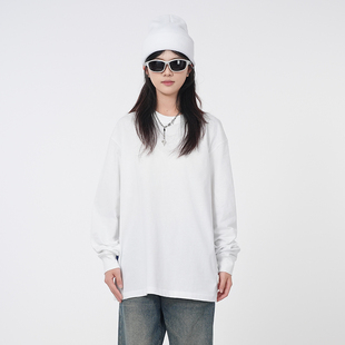 WASSUP潮牌美式重磅纯色长袖T恤女春秋新款宽松休闲百搭打底上衣