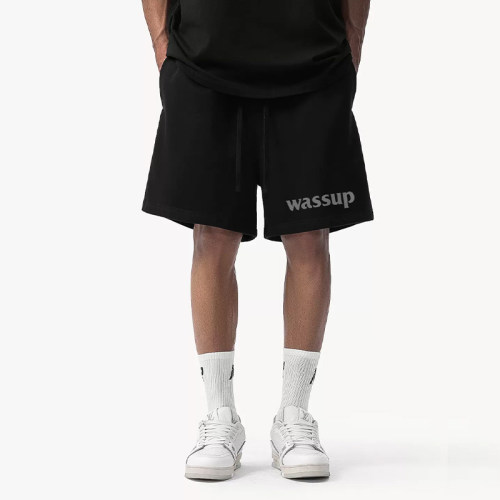WASSUP字母美式短裤男潮牌