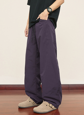WASSUP官方店弯刀工装裤男士2025夏季薄款美式宽松直筒休闲长裤子