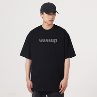 WASSUP字母短袖T恤男潮牌2025新品夏季宽松情侣半袖上衣纯棉重磅