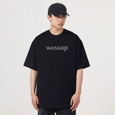 WASSUP字母短袖T恤男潮牌2025新品夏季宽松情侣半袖上衣纯棉重磅