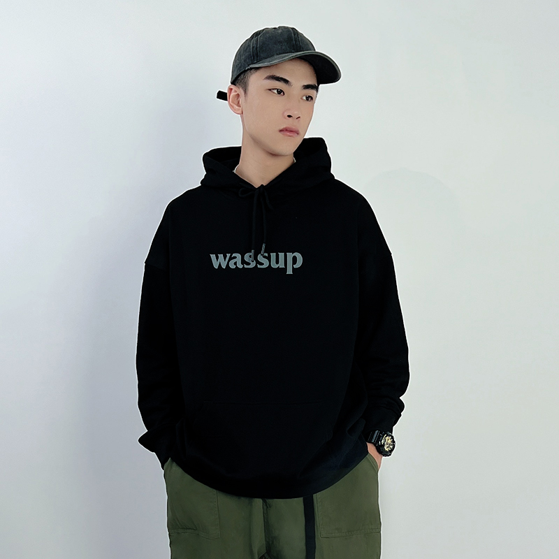 WASSUP字母潮牌连帽卫衣男女款