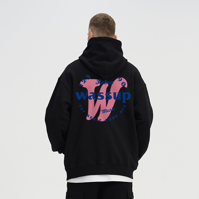 WASSUP美式潮牌连帽卫衣外套