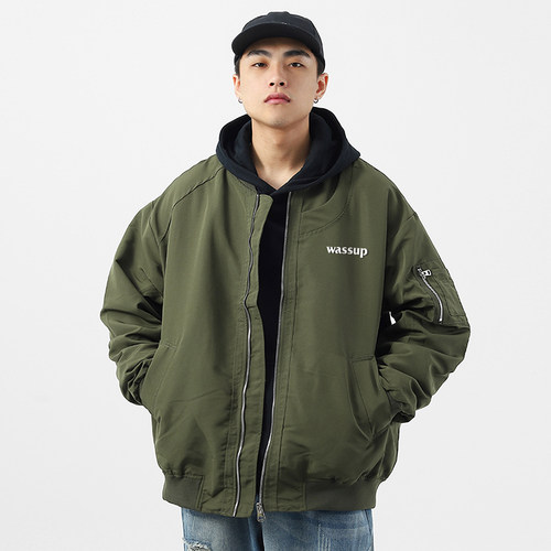飞行夹克工装潮牌男士外套WASSUP