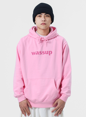 WASSUP春秋字母卫衣男女装连帽高街国潮牌ins重磅连帽衫情侣外套