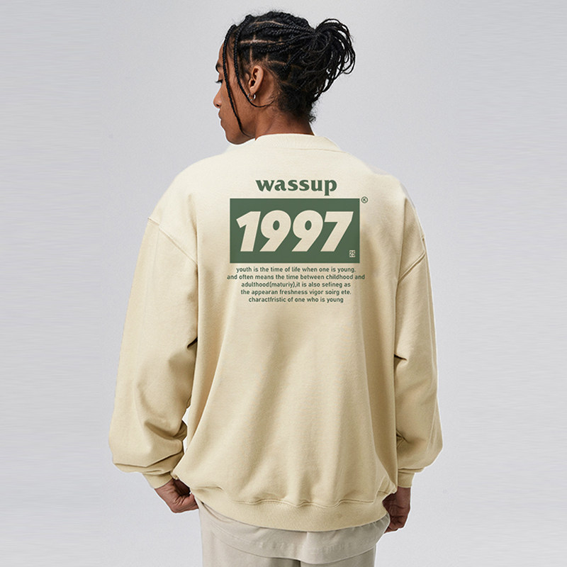 WASSUP HEODS联名1997卫衣男生无帽美式重磅情侣圆领秋冬加绒