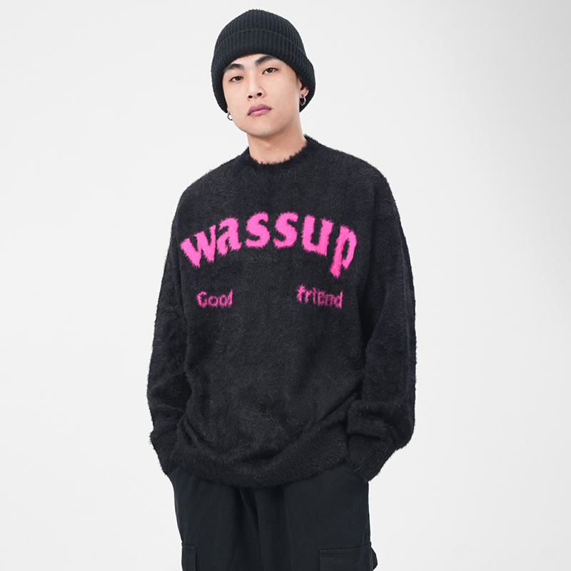 潮牌针织毛衣男女WASSUPHEODS