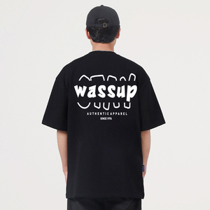 WASSUP HEODS夏季潮牌休闲短袖圆领T恤男女情侣装宽松纯棉上衣服
