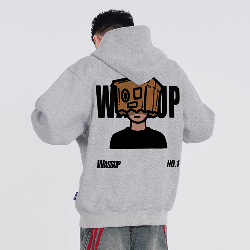 WASSUP美式重磅卫衣男连帽潮牌