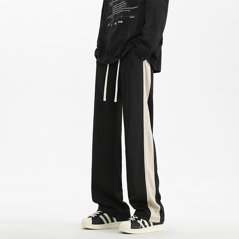 WASSUP潮牌韩版休闲直筒裤男女春夏新款百搭情侣垂感运动阔腿裤子