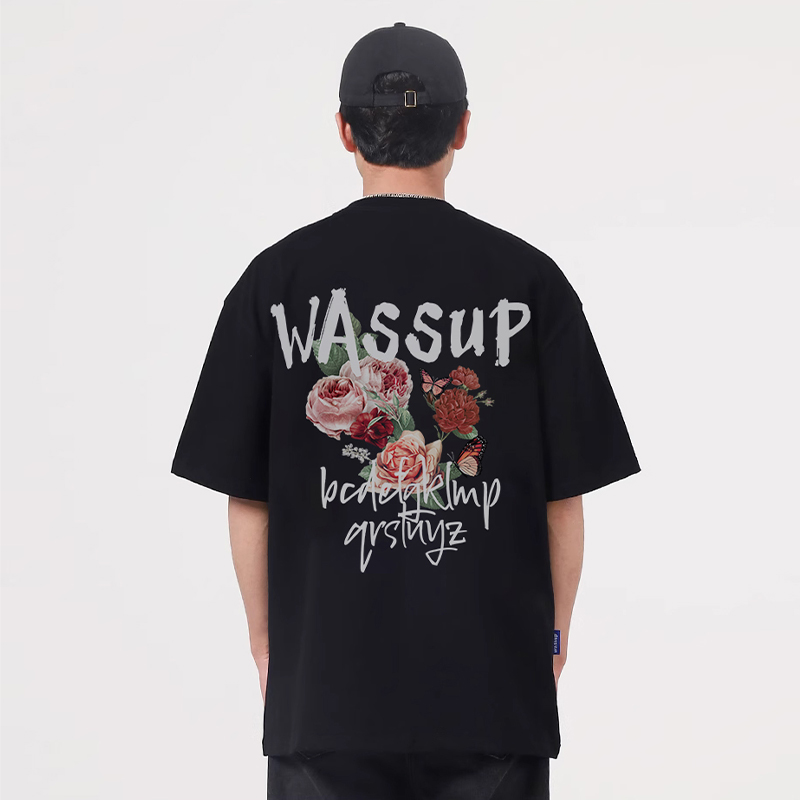 玫瑰字母潮牌短袖WASSUPHEODS