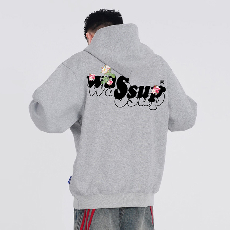 WASSUP花朵字母重磅卫衣男女潮牌