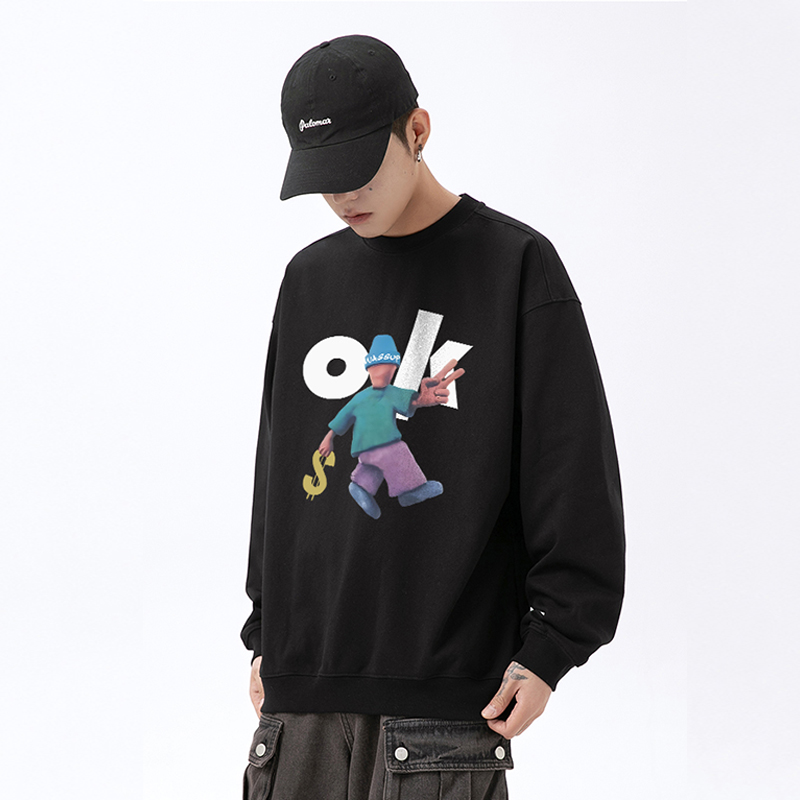 WASSUP美式嘻哈重磅圆领卫衣