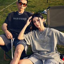 WASSUP HEODS美式重磅复古做旧水洗短袖男女生情侣t恤夏季潮牌ins