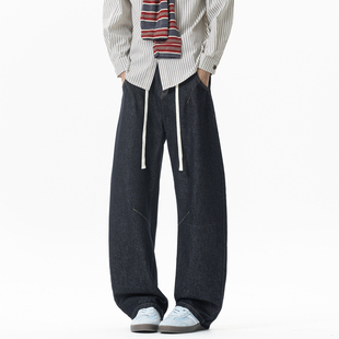 WASSUP美式复古原色廓形弯刀牛仔裤男女潮牌高级感直筒休闲长裤子