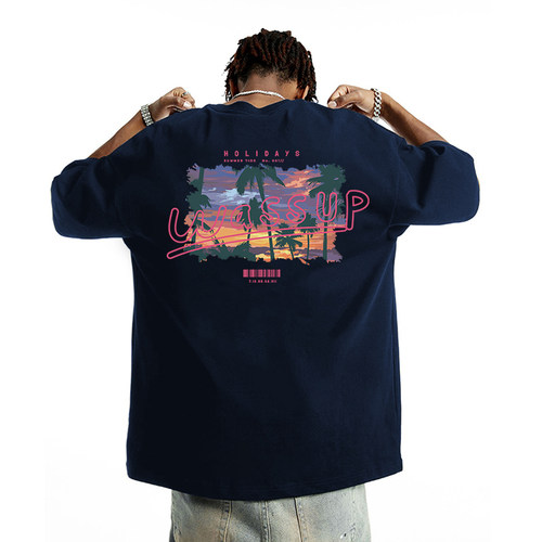 WASSUP度假夕阳短袖潮牌上衣