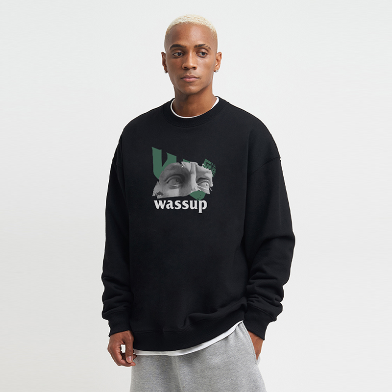 WASSUPHEODS无帽圆领卫衣
