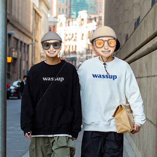 WASSUP潮牌字母无帽圆领卫衣
