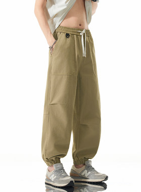 WASSUP美式工装束脚裤子男夏季潮