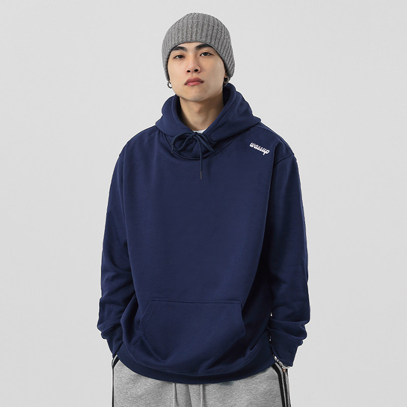 WASSUP潮牌简约百搭男女卫衣秋冬2025新款加绒宽松休闲连帽衫上衣