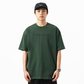 宽松休闲纯棉纯色情侣装 男夏季 HEODS立体凹凸字母logo短袖 WASSUP