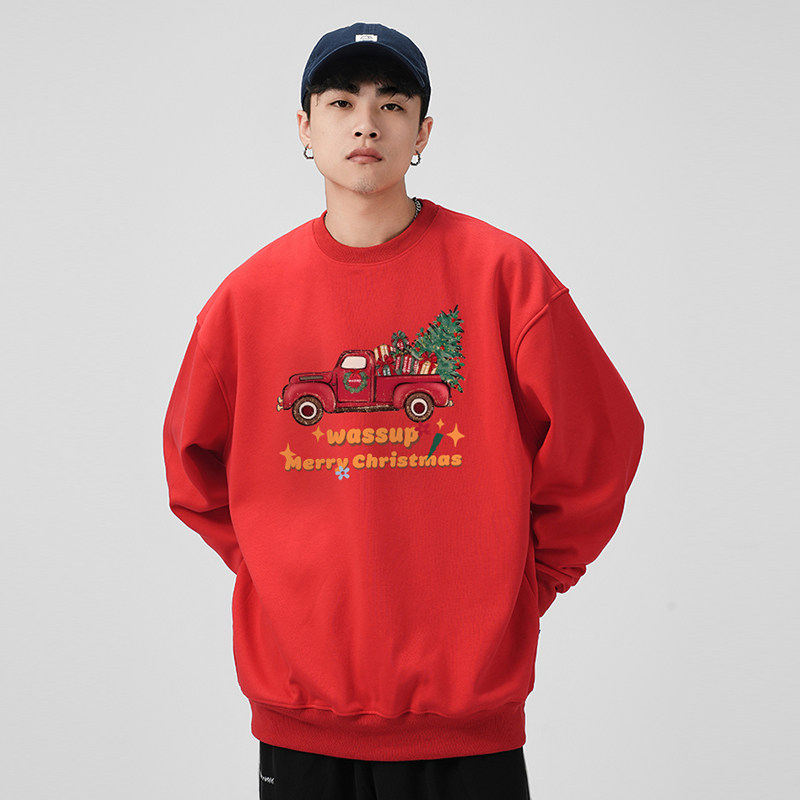 联名潮牌红色卫衣WASSUPHEODS