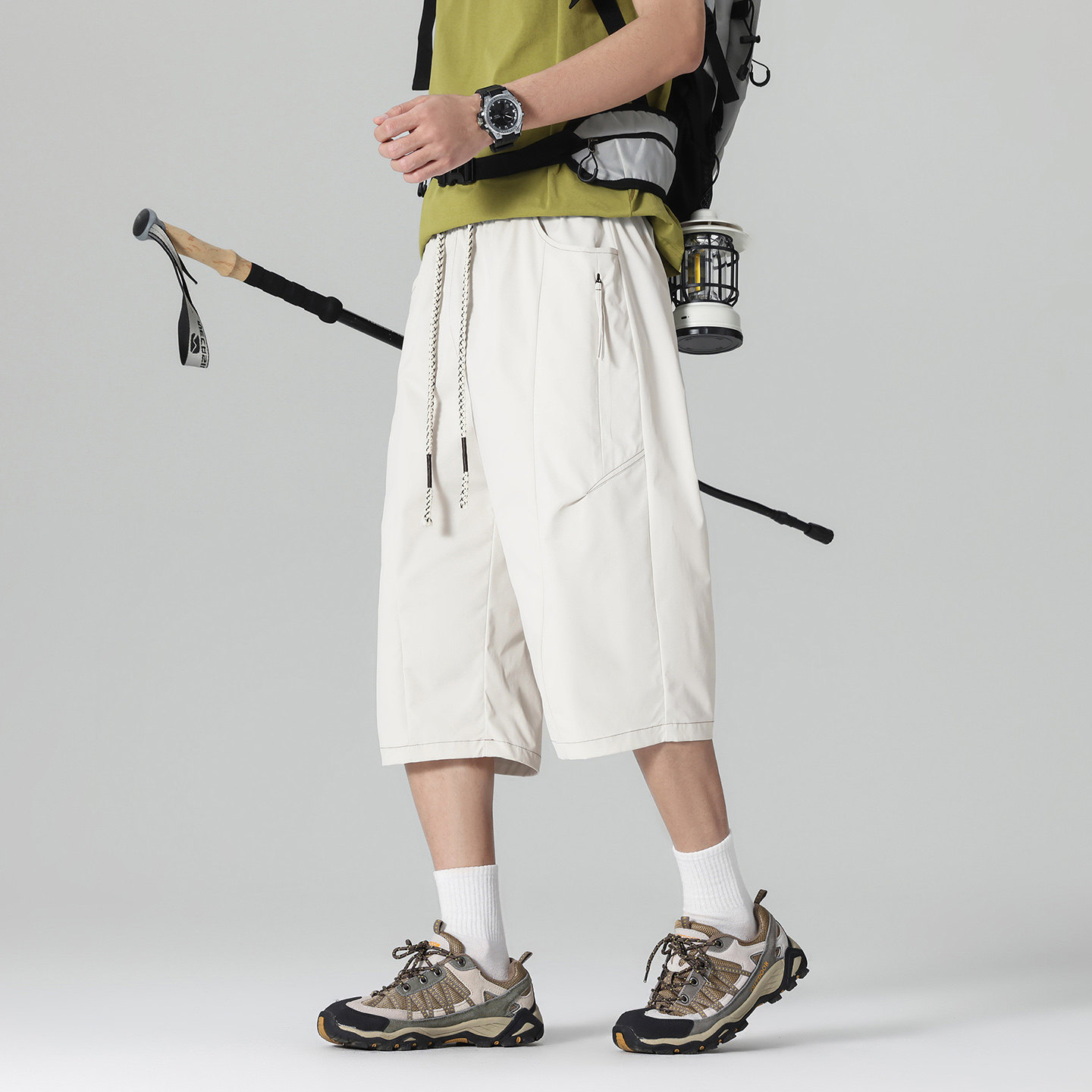 WASSUP潮牌男士短裤夏季户外冰丝薄款宽松运动透气速干七分裤子男